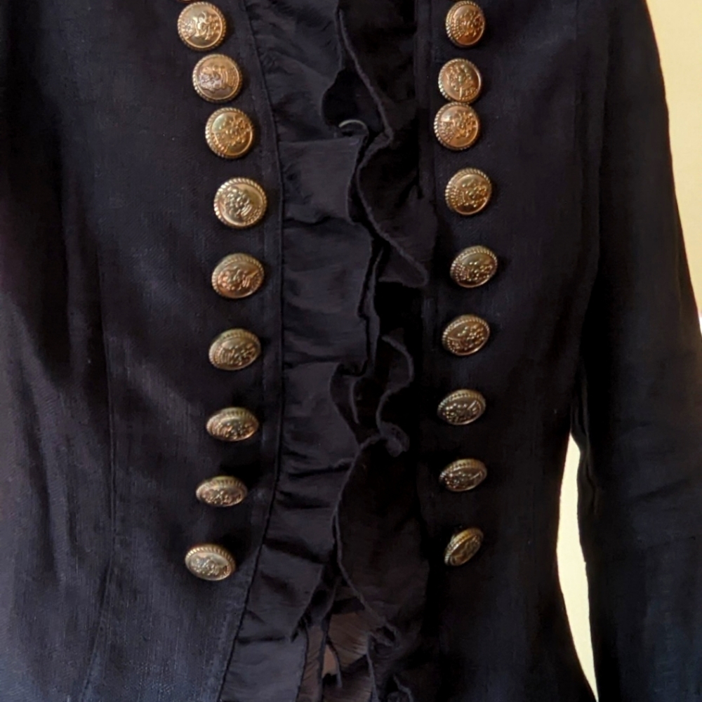 Fashion linen jacket Black/gold buttons.  Size 6 or small/medium. INSIGHT* NY